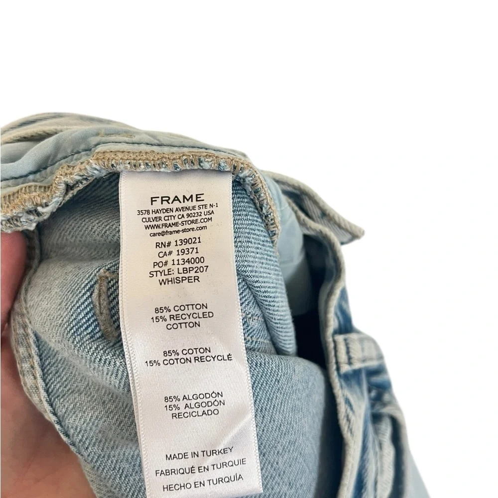 Frame Denim Light Wash Wide Leg Jeans - Light Blue - Picture 3 of 9